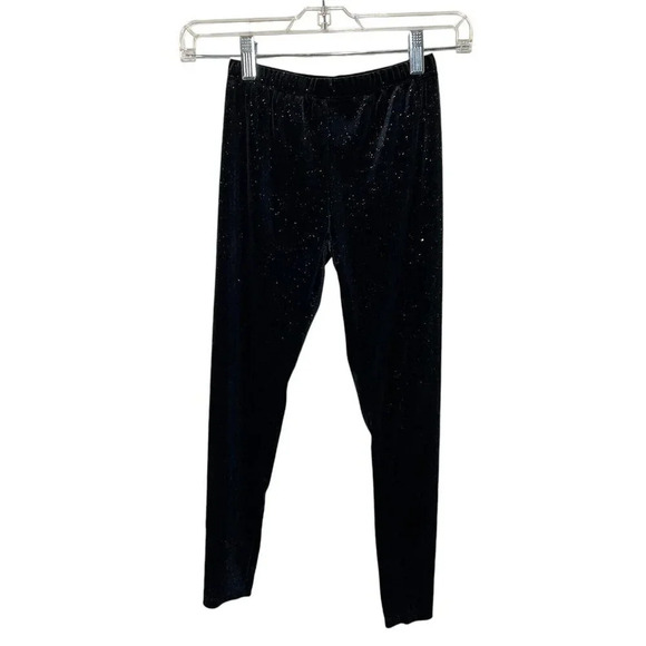 Epic Threads Black Velour Glitter Sparkle Leggings Medium Elastic Waist Pull On - Picture 1 of 3